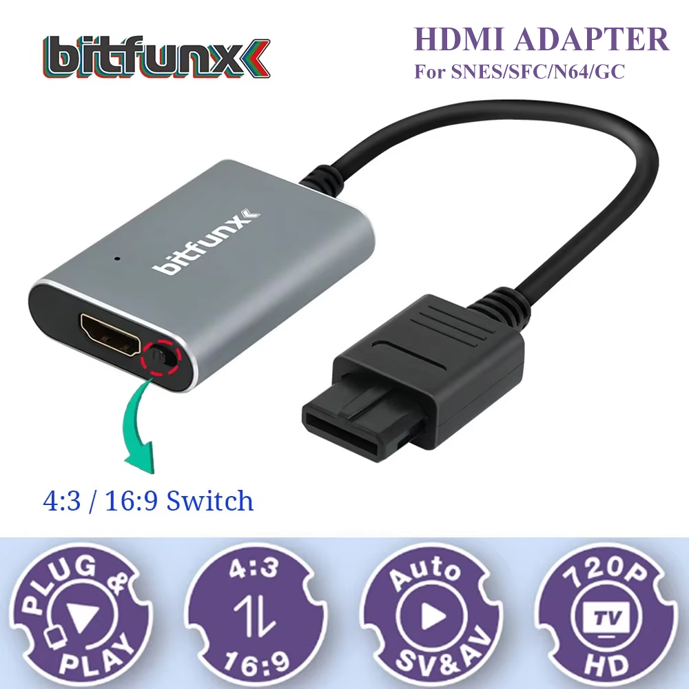 Gaming Console In Tv - Bitfunx 720P Adattatore Svideo/AV a HDMI,