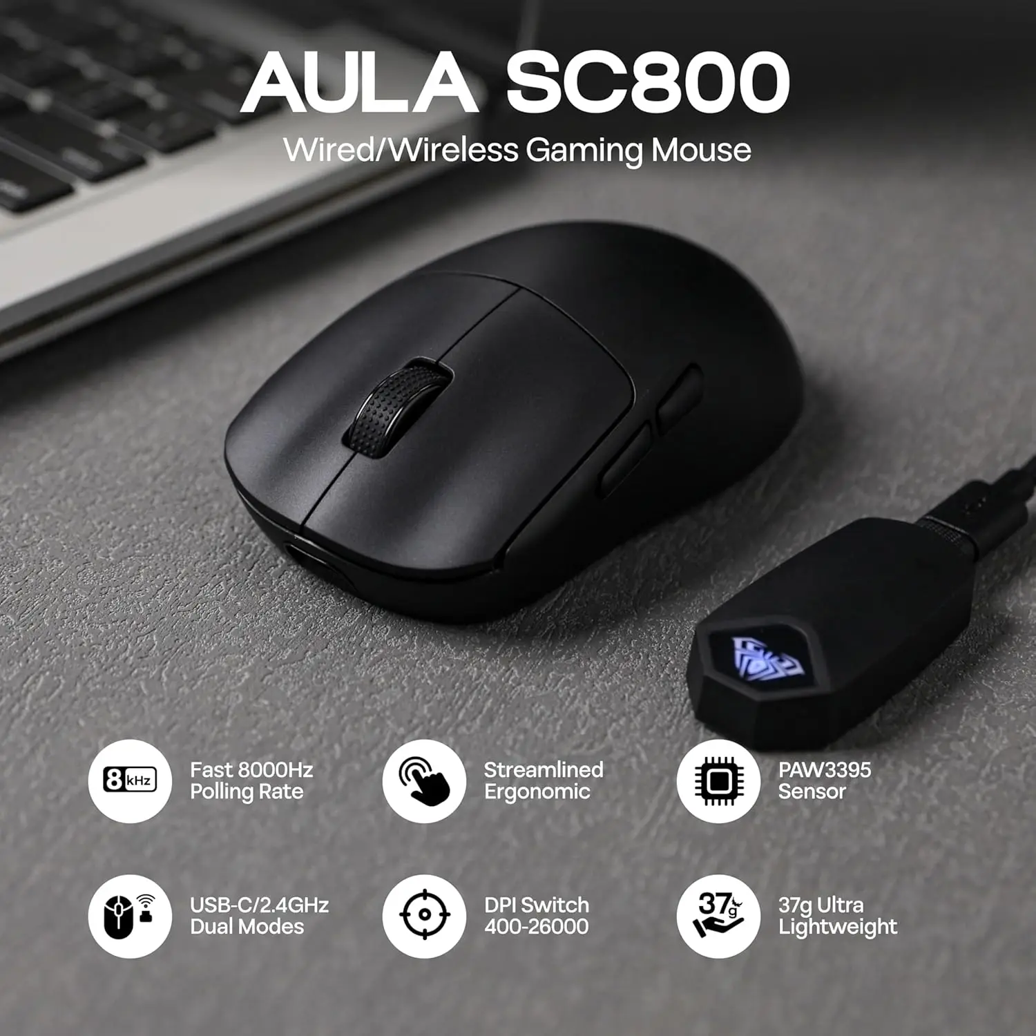 Gaming Console Buttons - AULA SC800 Mouse da gioco USB-C