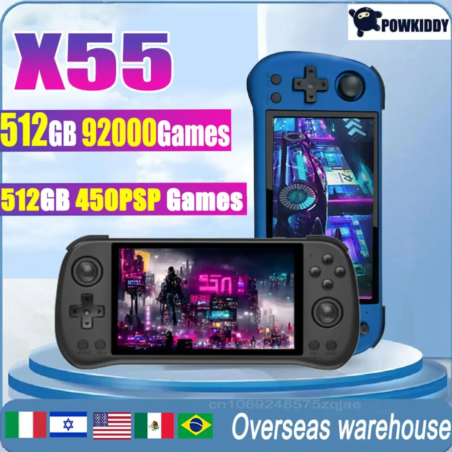 POWKIDDY X55 schermo IPS da 5. - Gaming Console X55 recensione e prezzo